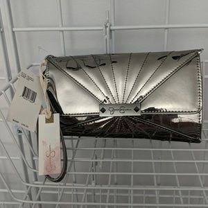 Jessica Simpson metallic silver pewter Zoe wallet